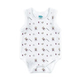 Babies Basic Miniland Printed Sleeveless Romper Bodysuit- Set of 3