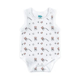 Babies Basic Miniland Printed Sleeveless Romper Bodysuit- Set of 3