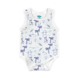 Babies Basic Giraffe Printed Sleeveless Romper Bodysuit- Set of 3