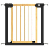 Baby Safe Wooden Safety Gate with 35cm Black Extension - Natural Wood