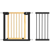 Baby Safe Wooden Safety Gate with 35cm Black Extension - Natural Wood