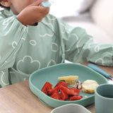 Beaba 2in1 Bib With Removable Sleeves - Sage Green