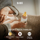 BIBS Latex Baby Bottle Nipple Fast Flow - 6M+ (Pack of 2)