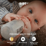 BIBS Latex Baby Bottle Nipple Medium Flow - 3M-6M (Pack of 2)