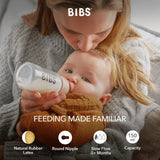 BIBS Latex Nipple Baby Bottle Slow Flow 0M-3M - 150ml - Blush