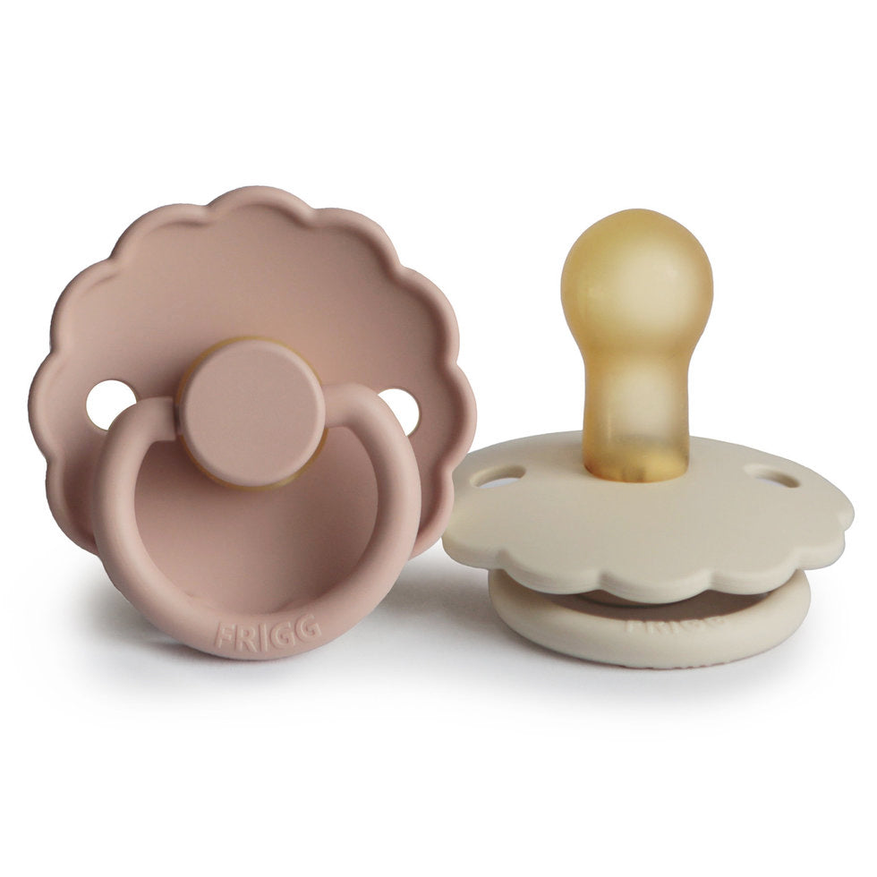 Frigg Daisy Latex Baby Pacifier 0-6M, 2Pack, Blush/Cream - Size 1 - Laadlee