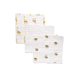 Anvi Baby Muslin Face & Burp Cloth Set of 3 - Yellow Creatures