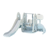 Lovely Baby Slide & Swing Set W/Basketball Hoop & Football Goal - White