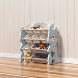 Lovely Baby Bear Storage Rack W/ 10 Boxes - Blue & Pink