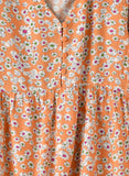 Jelliene Girls Floral Dress with Long Sleeves - Orange