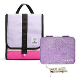 Eazy Kids 6 & 4 Convertible Bento Lunch Box With Lunch Bag - Glitter Purple