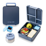 Eazy Kids Jumbo Bento Lunch Box With Lunch Bag, Thermos & Dip Jar- Grey