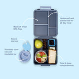 Eazy Kids Jumbo Bento Lunch Box With Lunch Bag, Thermos & Dip Jar- Grey