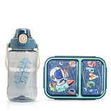 Nova Kids 2 Compartment Bento Lunch Box With Water Bottle - Astronaut Green