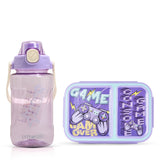 Nova Kids 2 Compartment Bento Lunch Box With Water Bottle - Gamer Mauve