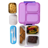 Nova Kids 3 Compartment Bento Lunch Box With Water Bottle, Spoon & Fork Set and Stainless Steel Jar - Astronaut Purple