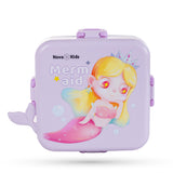 Nova Kids Stainless Steel 3 Compartment Bento Lunch Box With Water Bottle, Spoon and Sauce Box - Mermaid Purple