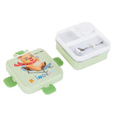 Nova Kids Stainless Steel 3 Compartment Bento Lunch Box With Water Bottle, Spoon and Sauce Box - Reindeer Green
