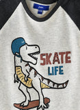 Jam Boys Skate Life Dinosaur Graphic Raglan Long-Sleeve Tee
