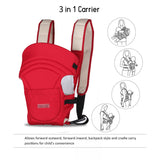 Polka Tots Adjustable Hands-Free 3-in-1 Baby Carrier - Red - Laadlee