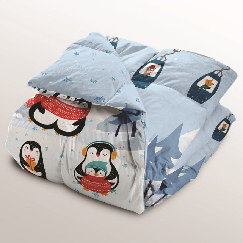 Polka Tots Kids Reversible Comforter Blanket - Penguin - Laadlee