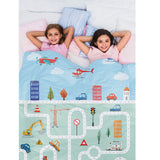 Polka Tots Kids Reversible Comforter Blanket - Roadway - Laadlee