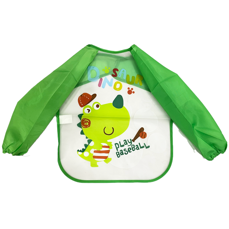 Polka Tots Full Sleeves Waterproof Apron Feeding Bib -Baseball - Laadlee