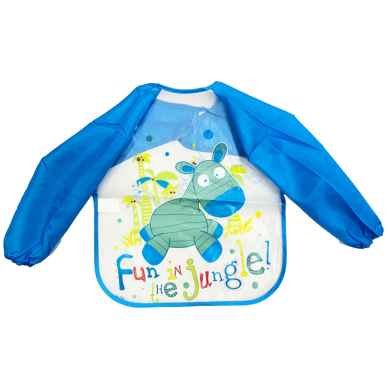 Polka Tots Full Sleeves Waterproof Apron Feeding Bib - Fun Jungle - Laadlee