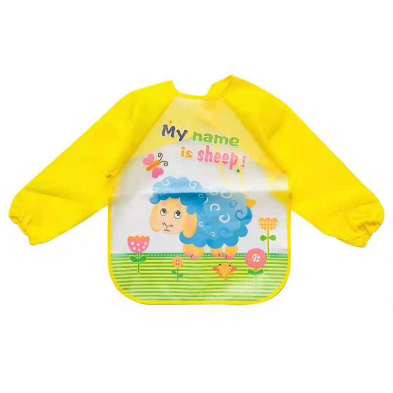 Polka Tots Full Sleeves Waterproof Apron Feeding Bib - My Name Is Sheep - Laadlee