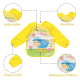 Polka Tots Full Sleeves Waterproof Apron Feeding Bib - My Name Is Sheep - Laadlee