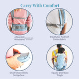 Polka Tots Baby Carrier 6-in-1 Convertible Hip Seat - Shell Pink - Laadlee