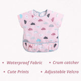 Polka Tots Half Sleeves Bib with Pocket - Cloud - Laadlee