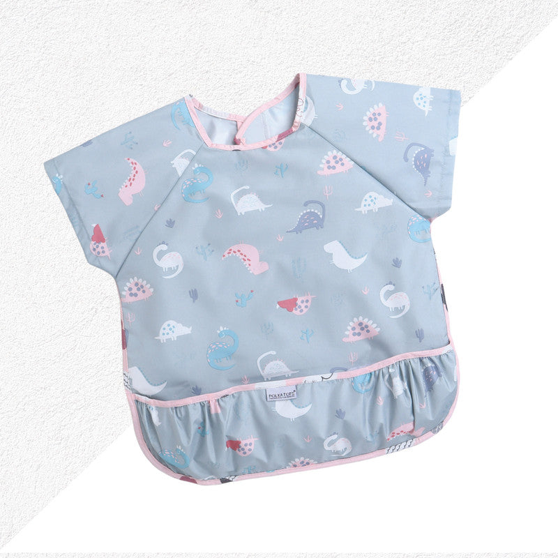Polka Tots Half Sleeves Bib with Pocket - Dino - Laadlee
