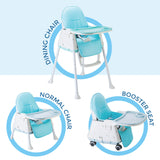 Polka Tots 3-in-1 High Chair with Wheel and Cushion - Blue - Laadlee