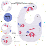 Polka Tots Organic Muslin Cotton Bib - Elephant - Laadlee