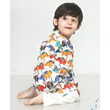 Polka Tots Full Sleeves Elephant Baby Angrakha Top With Dhoti - Colorful - Laadlee