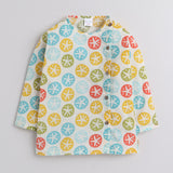 Polka Tots Full Sleeves Star Print Angrakha Top With Piping Dhoti - Cream - Laadlee