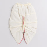 Polka Tots Full Sleeves Small Square Print Angrakha With Piping Dhoti - Cream - Laadlee