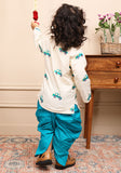 Polka Tots Full Sleeves Car Embroidery Baby Angrakha Top With Dhoti - Cream - Laadlee