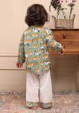 Polka Tots Full Sleeves Baby Night Wear Wolf Kurta Pyjama - Rainbow - Laadlee