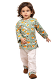 Polka Tots Full Sleeves Baby Night Wear Wolf Kurta Pyjama - Rainbow - Laadlee
