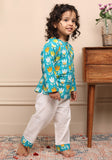 Polka Tots Full Sleeves Night Wear Lotus Kurta Pyjama - White - Laadlee