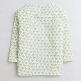 Polka Tots Full Sleeves Baby Night Wear Camel Kurta Pyjama - Green - Laadlee