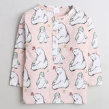 Polka Tots Full Sleeves Night Wear Bear Kurta Pyjama - White - Laadlee