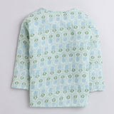 Polka Tots Full Sleeves Night Wear Pineapple Kurta Pyjama - Green - Laadlee