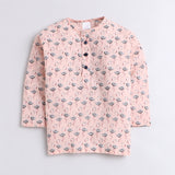 Polka Tots Full Sleeves Baby Night Wear Fauna Kurta Pyjama - Peach - Laadlee
