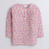 Polka Tots Full Sleeves Night Wear Pineapple Kurta Pyjama - Pink - Laadlee