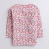 Polka Tots Full Sleeves Baby Night Wear Pineapple Kurta Pyjama - Pink - Laadlee