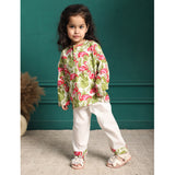 Polka Tots Full Sleeves Night Wear Swan Kurta Pyjama - Pink - Laadlee