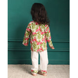 Polka Tots Full Sleeves Night Wear Swan Kurta Pyjama - Pink - Laadlee